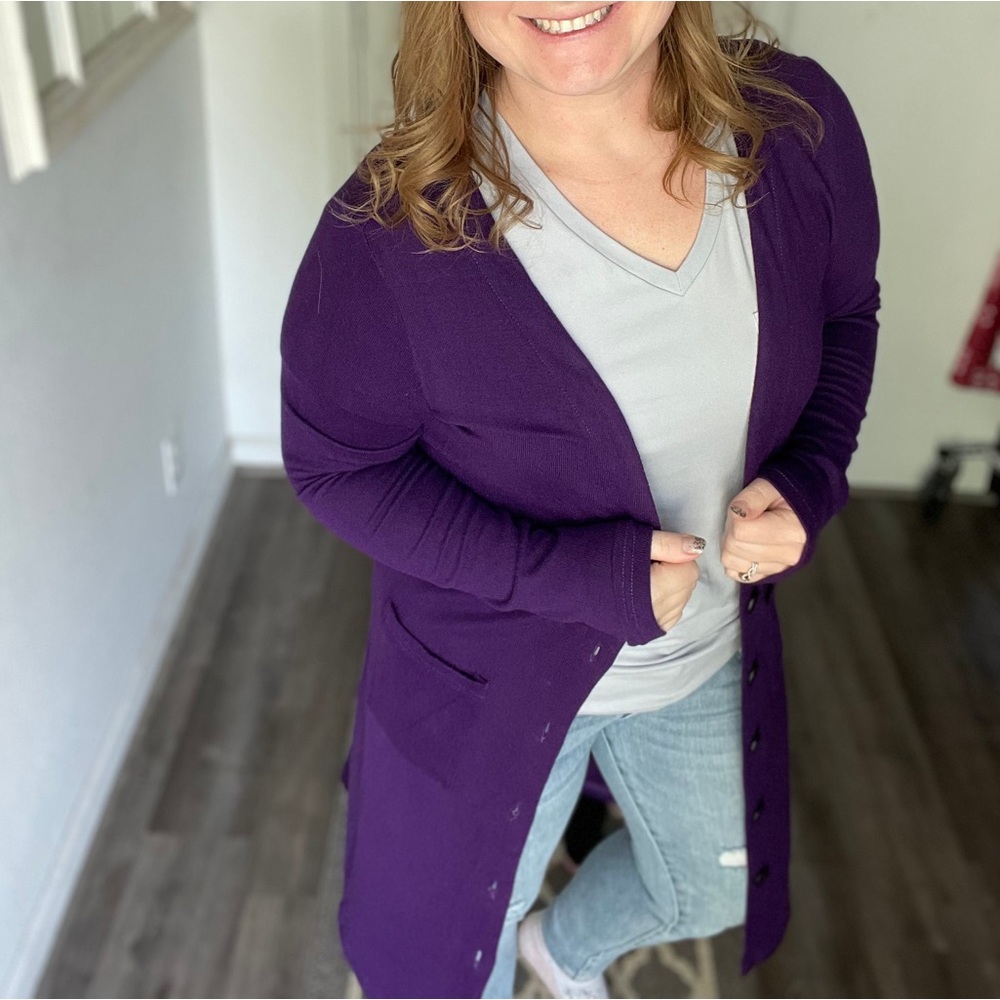 Purple cardigan
